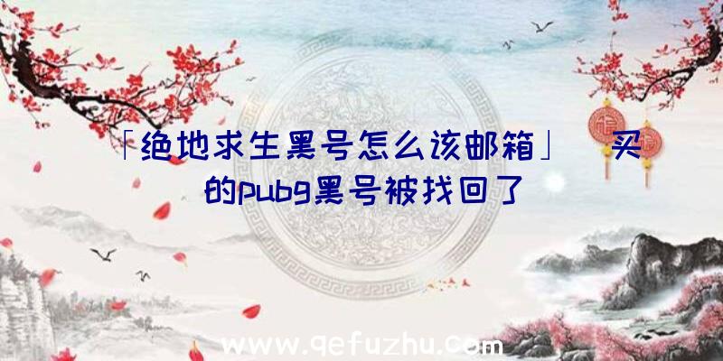 「绝地求生黑号怎么该邮箱」|买的pubg黑号被找回了